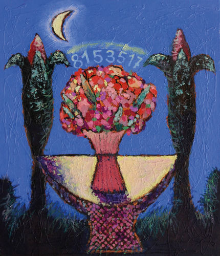 "Garten in der Nacht" oil on canvas
