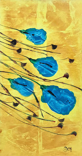 "BLUE FLOWERS" Öl auf Leinwand